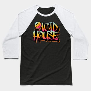 ACID HOUSE  - Graffiti Smiley (Blue/Orange/Red) Baseball T-Shirt